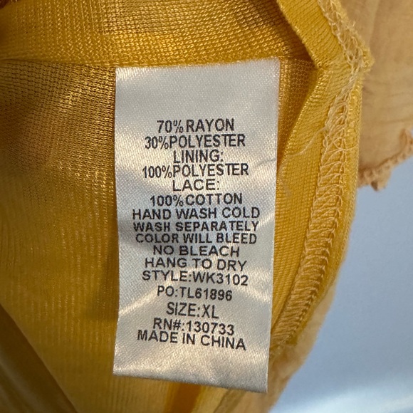 Umgee Women’s Mustard Yellow Mini XL Dress Bell Sleeve Vneck Boho Cottagcore - Picture 6 of 9